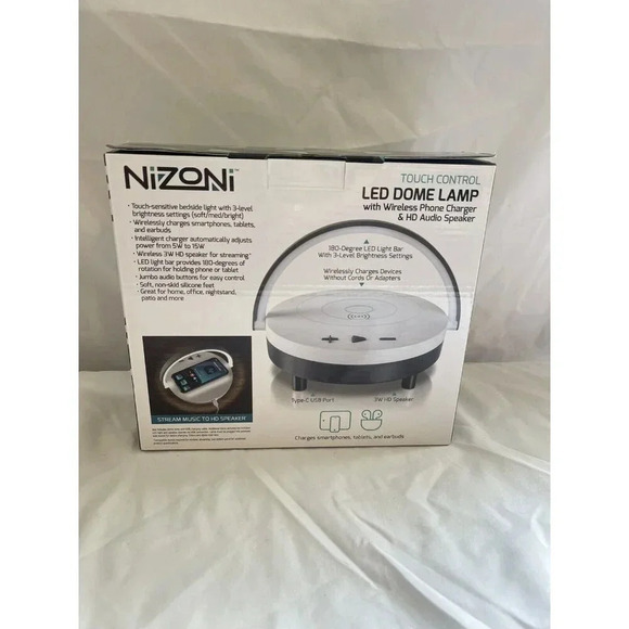 NiZoni LED DOME LAMP with Wireless Phone Charger & HD Audio Speaker. (NEW) - Picture 2 of 5